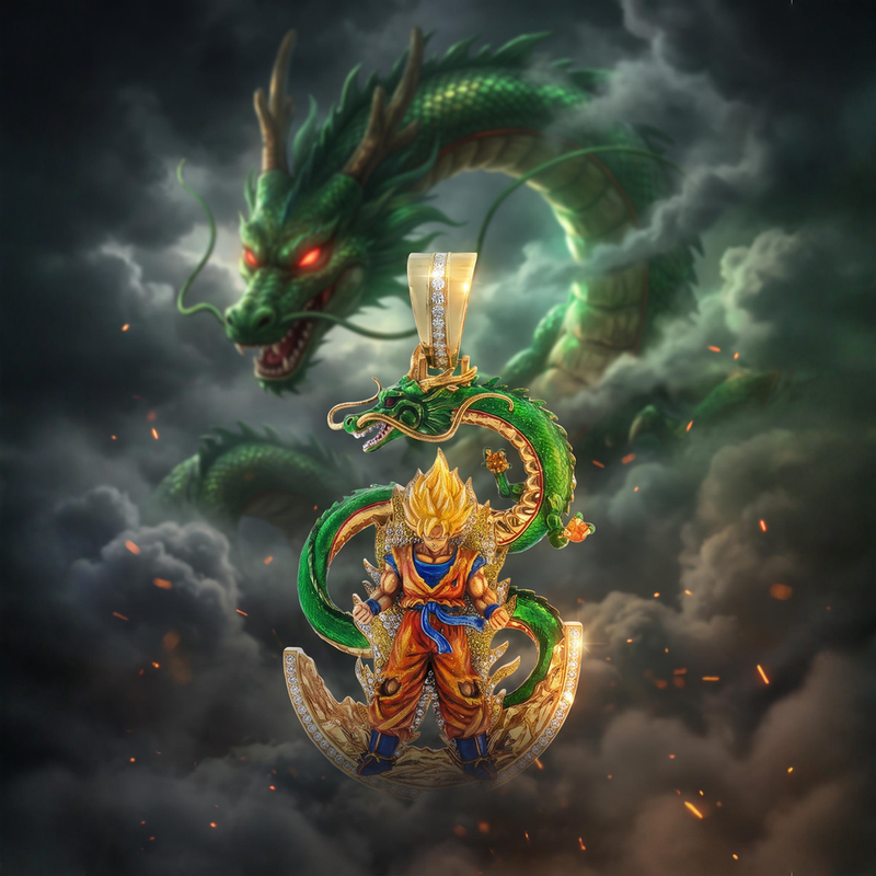 Super Saiyan Goku and And Dragon Shenron Pendant 71720