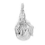 Yellow gold Sacred Heart Jesus pendant with diamond-accented bail.