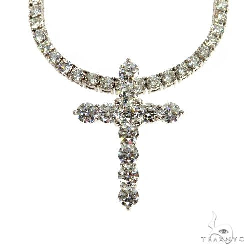 Diamond cross pendant set with 28.13 ct diamonds, unisex design shown from front angle