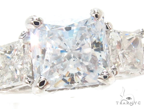 Three Stone Princess Engagement Ring Set 35150 - Image 3