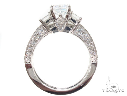 Three Stone Princess Engagement Ring Set 35150 - Image 7