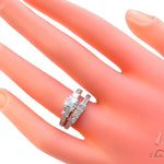 Three Stone Princess Engagement Ring Set 35150 - Image 9