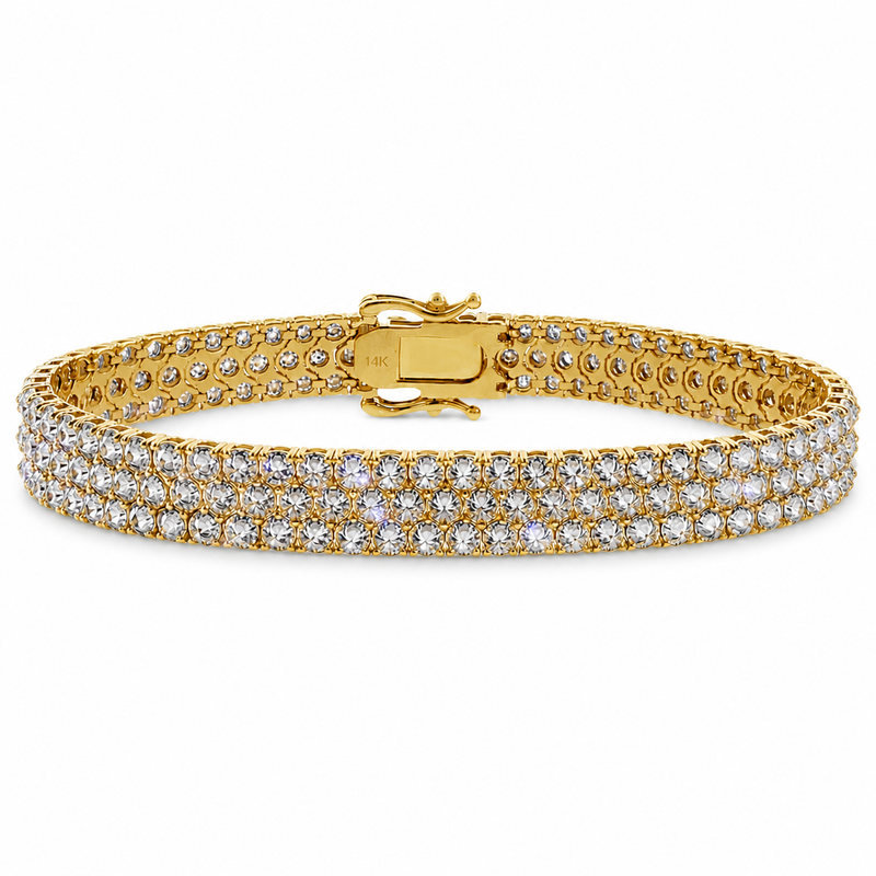 Three Row Upside Down Natural Diamond Tennis Bracelet 71611
