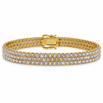 Three row upside down natural diamond tennis bracelet with reverse-set stones