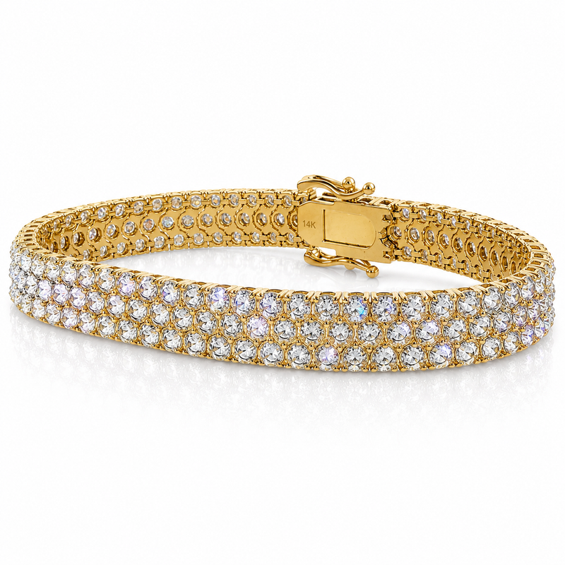 Three Row Upside Down Natural Diamond Tennis Bracelet 71611