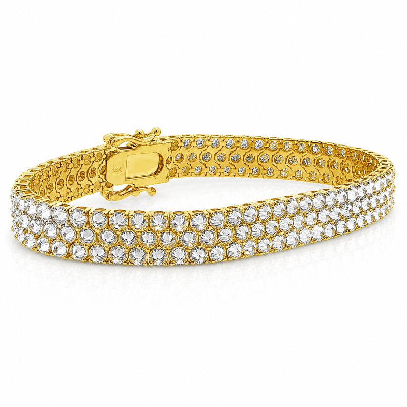 Three Row Upside Down Natural Diamond Tennis Bracelet 71611