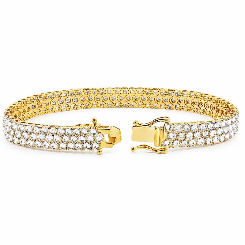 Three Row Upside Down Natural Diamond Tennis Bracelet 71611