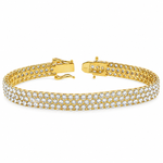 Three Row Upside Down Natural Diamond Tennis Bracelet 71611