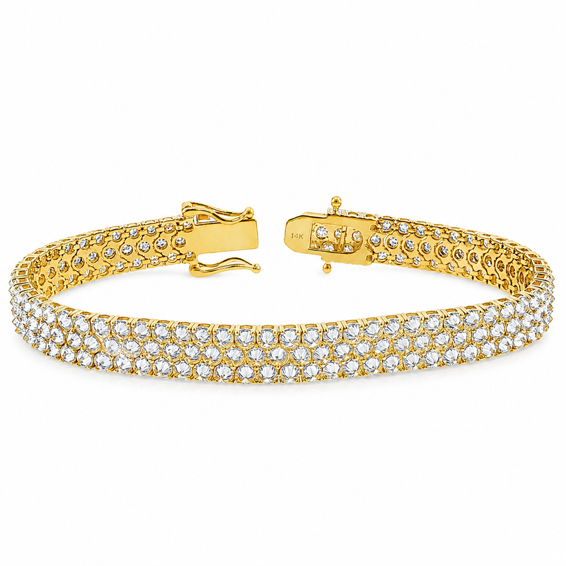 Three Row Upside Down Natural Diamond Tennis Bracelet 71611