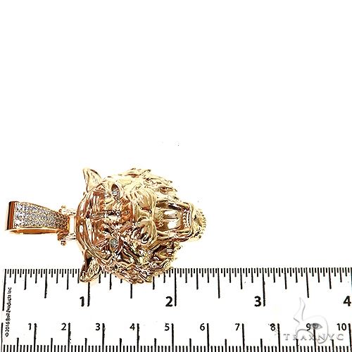 14K Gold Tiger Head Lab-Grown Diamond Pendant -Large, photo 6 of 7