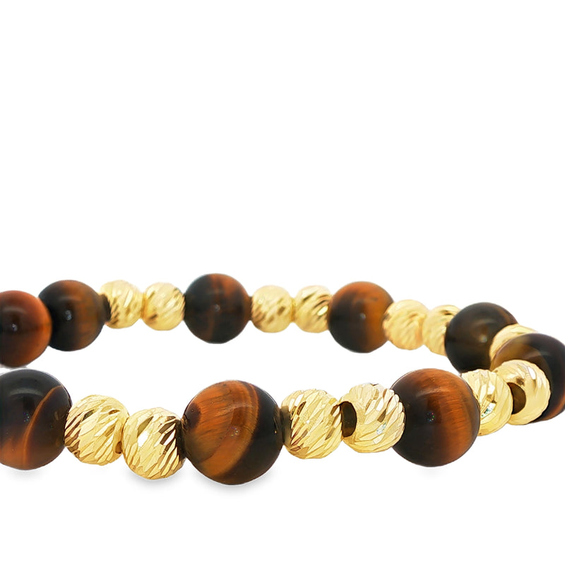 Tiger Eye & 14K Gold Bead Adjustable Bracelet, photo 4 of 5