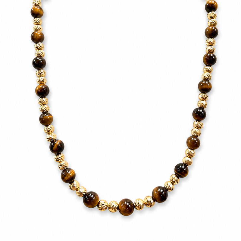 Tiger's Eye & Gold Bead Necklace 71737