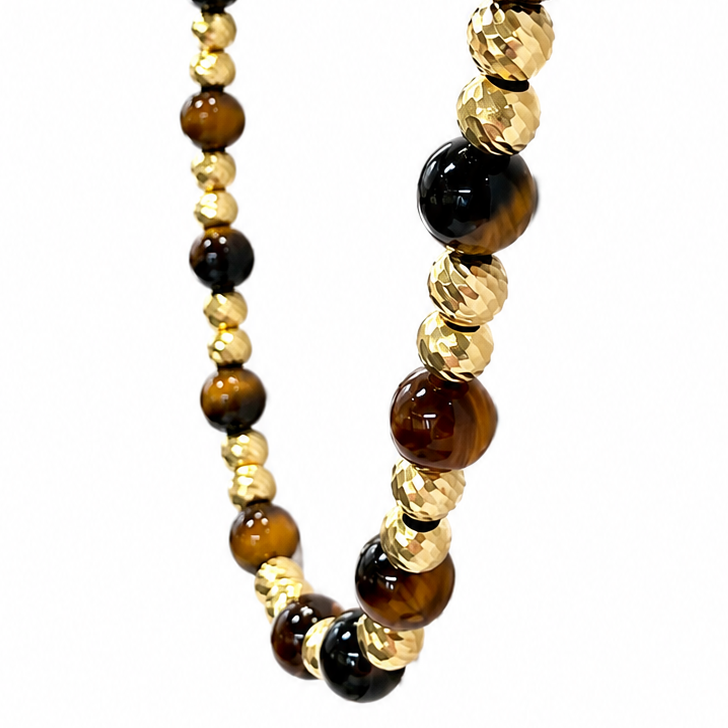 Tiger's Eye & Gold Bead Necklace 71737