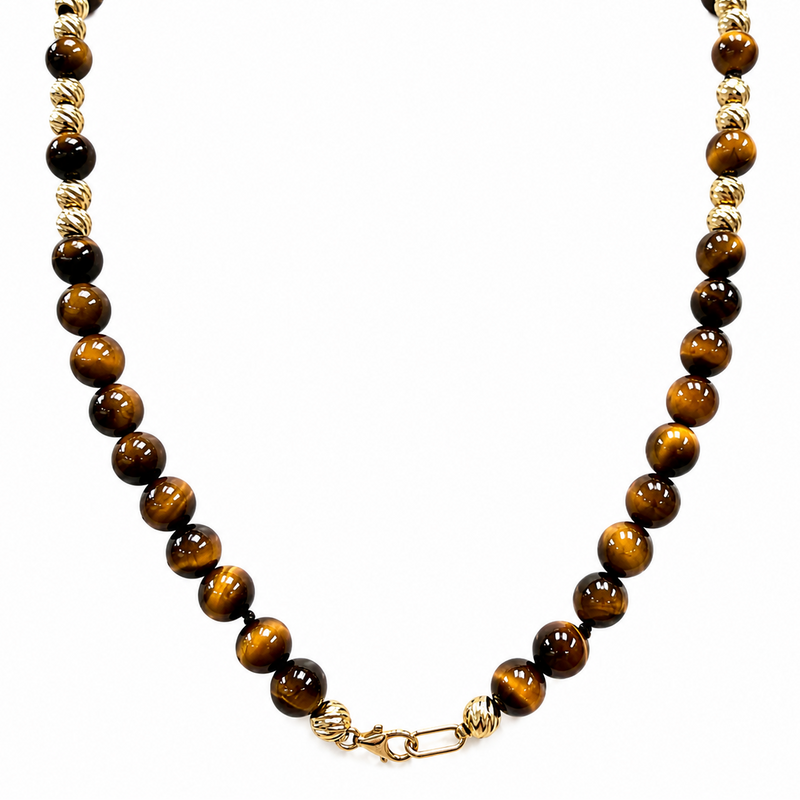 Tiger's Eye & Gold Bead Necklace 71737