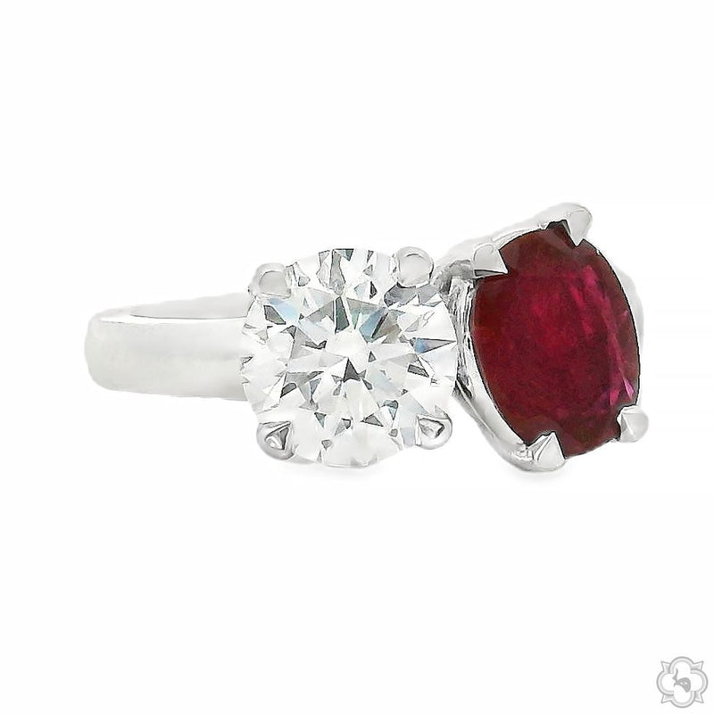 14K Gold Toi et Moi Ruby & Diamond Ring, photo 2 of 7