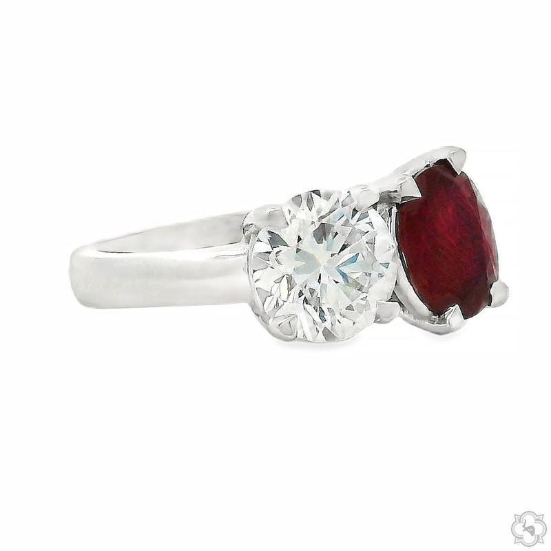 14K Gold Toi et Moi Ruby & Diamond Ring, photo 3 of 7