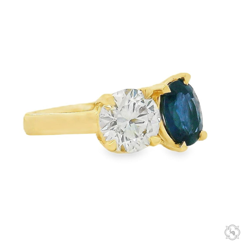 14K Gold Toi et Moi Sapphire & Diamond Ring, photo 2 of 6