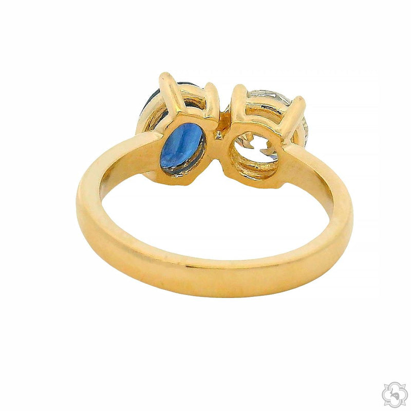 14K Gold Toi et Moi Sapphire & Diamond Ring, photo 5 of 6