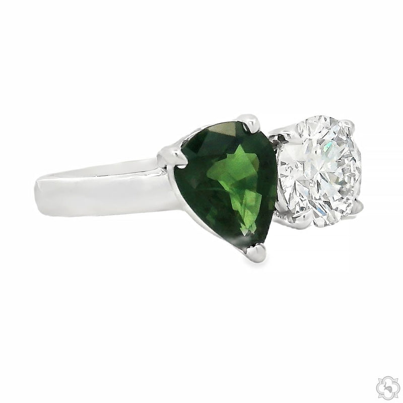 14K Gold Toi et Moi Sapphire & Diamond Ring, photo 2 of 6
