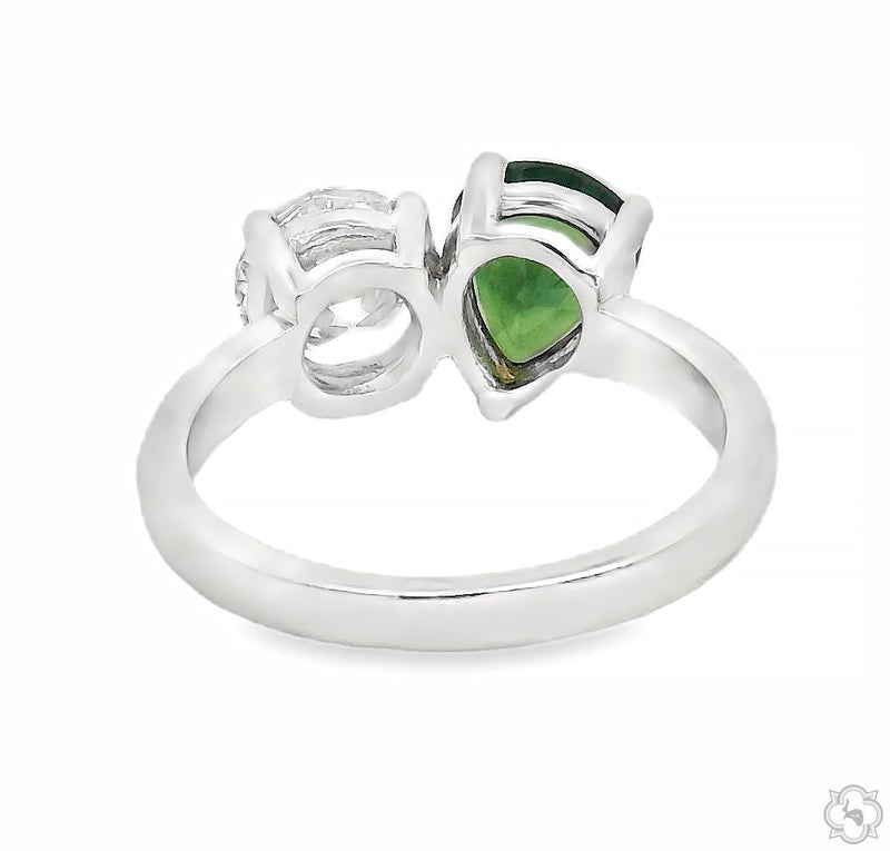 14K Gold Toi et Moi Sapphire & Diamond Ring, photo 4 of 6