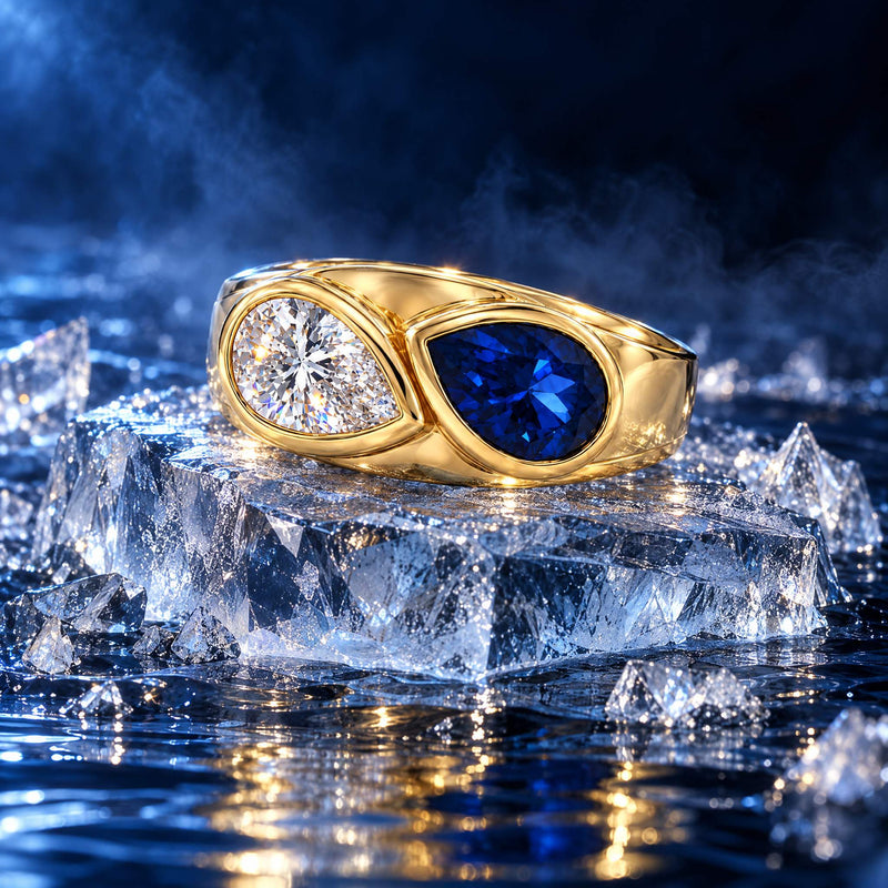 Tony Soprano 14K Lab Ruby/Sapphire & Diamond Ring, view 14