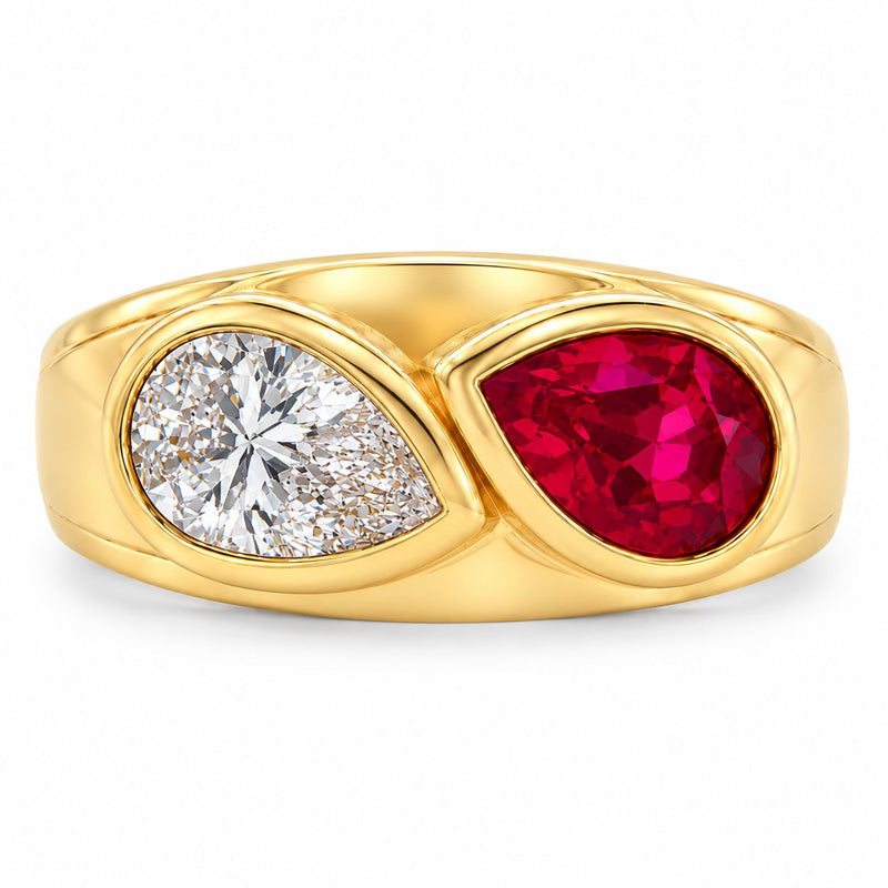 Tony Soprano 14K Natural Ruby/Sapphire & Diamond Ring