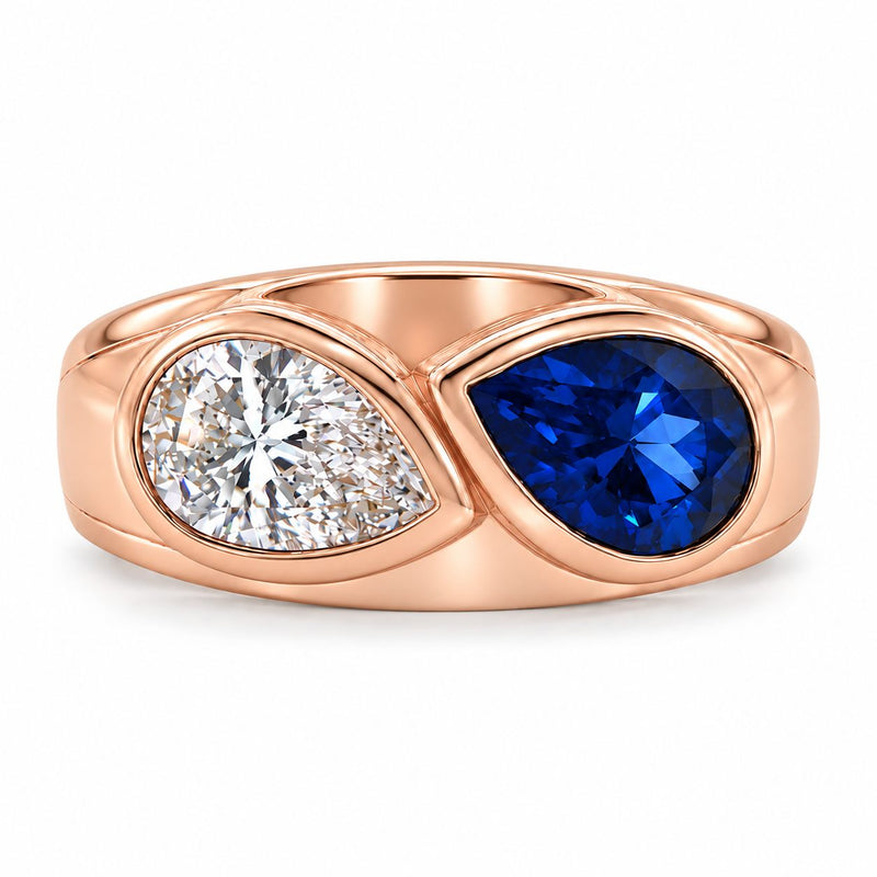 Tony Soprano 14K Natural Ruby/Sapphire & Diamond Ring, view 6