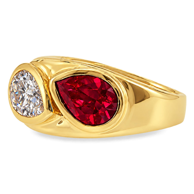 Tony Soprano 14K Natural Ruby/Sapphire & Diamond Ring, view 8
