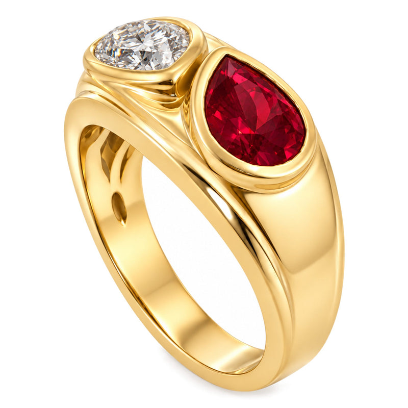 Tony Soprano 14K Natural Ruby/Sapphire & Diamond Ring, view 9
