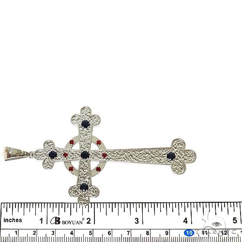 925 silver Holy Halo cross pendant with textured design and black stone accents, men's style