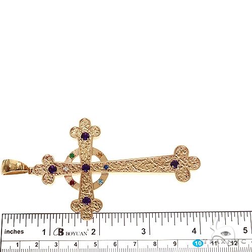 14K Yellow Gold Trax Holy Halo Cross Pendant, view 6