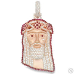 TraxNYC  Ruby and Diamond Crowned Jesus Pendant  -Medium 70174 - Image 1