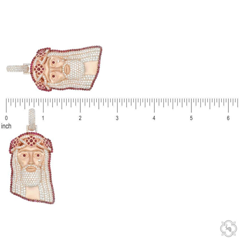 TraxNYC  Ruby and Diamond Crowned Jesus Pendant  -Medium 70174 - Image 6