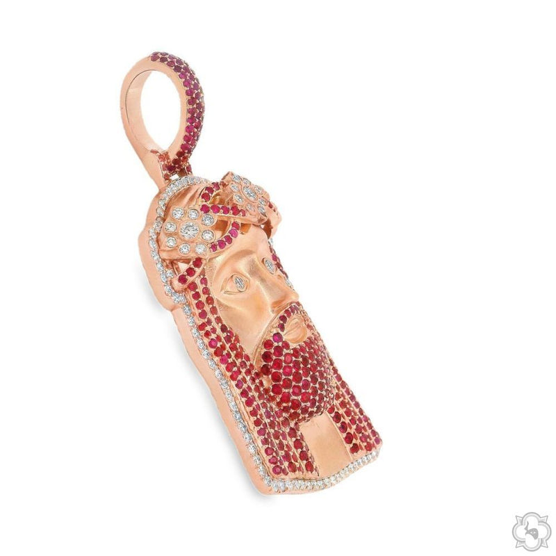 TraxNYC  Ruby and Diamond Crowned Jesus Pendant  -Medium 70175 - Image 2