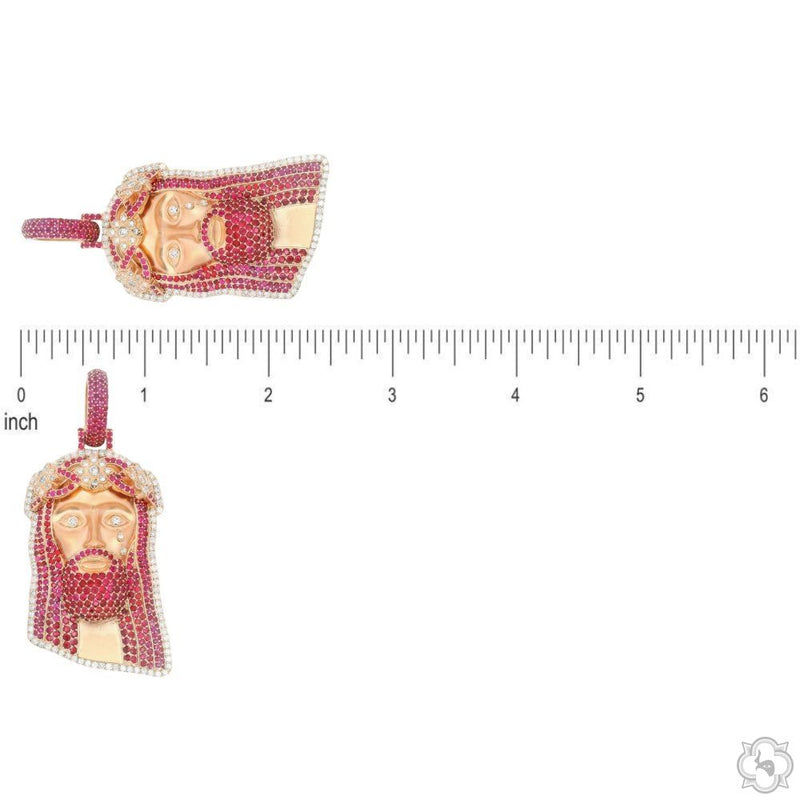 TraxNYC  Ruby and Diamond Crowned Jesus Pendant  -Medium 70175 - Image 6