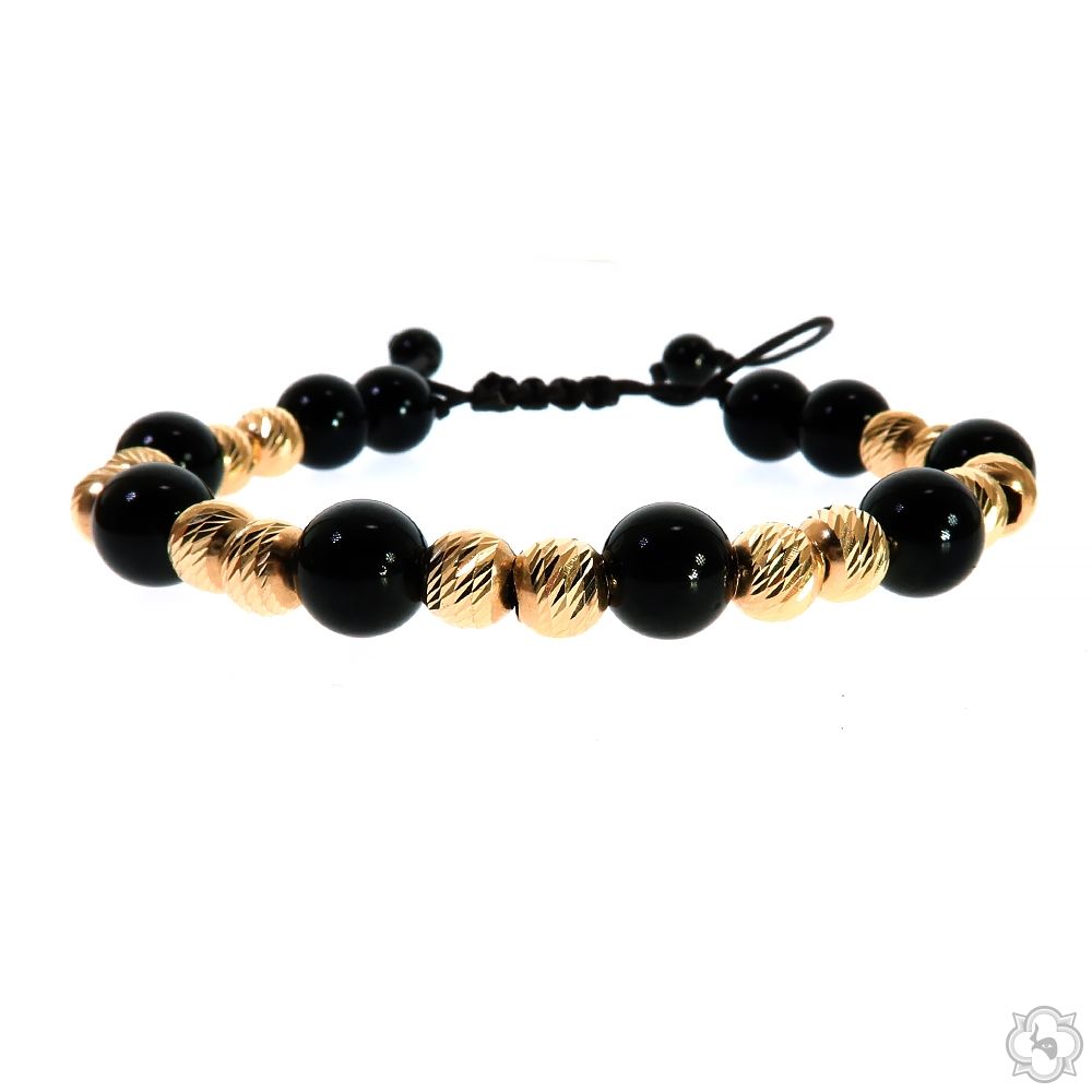 TraxNYC 14K Gold Double Bead Adjustable Bracelet 70205