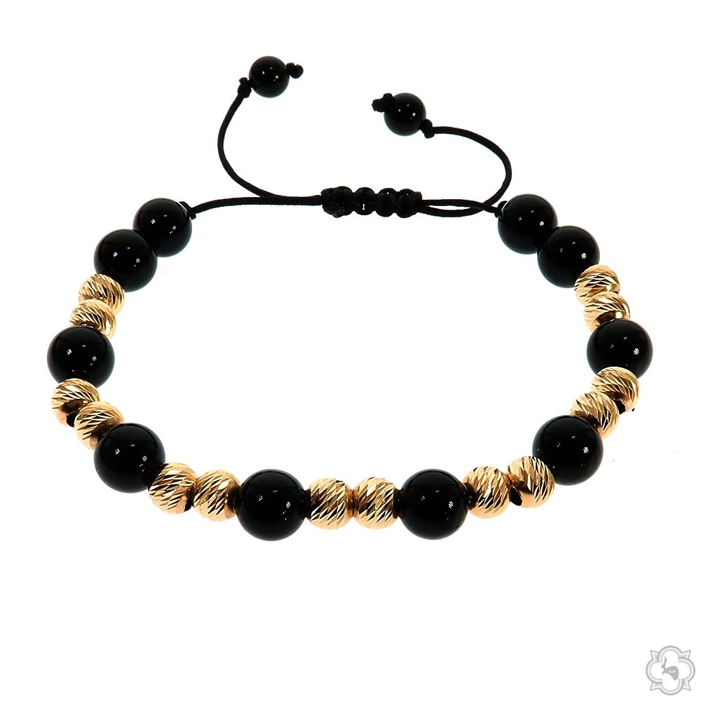 TraxNYC 14K Gold Double Bead Adjustable Bracelet 70205 | TraxNYC