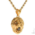 TraxNYC Black Diamond Lion Pendant and Rope Chain Set  61557 - Image 2