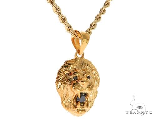 TraxNYC Black Diamond Lion Pendant and Rope Chain Set  61557 - Image 2
