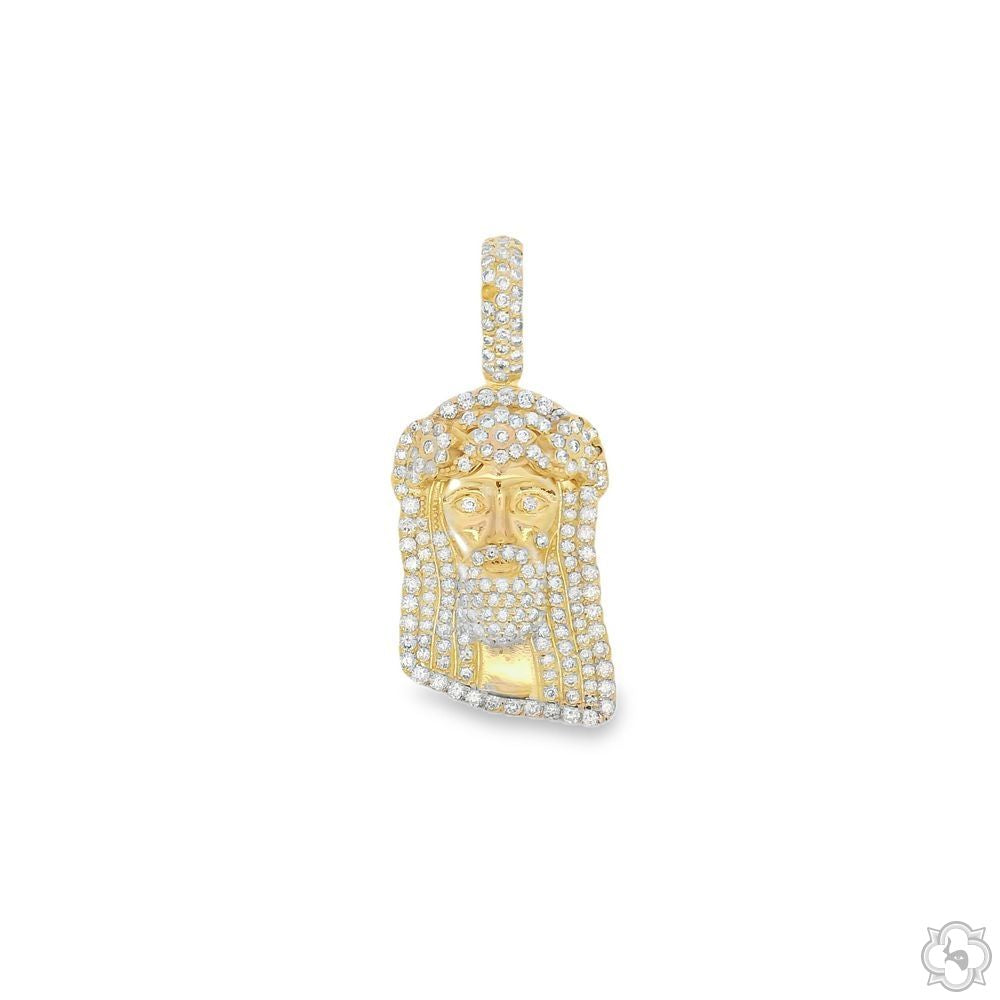 14K Gold TraxNYC Crowned Diamond Jesus Pendant [Mini] | TraxNYC