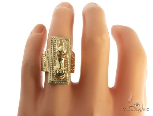 14K Gold TraxNYC Custom Made Great Sphinx of Giza Diamond Ring, photo 6 of 15