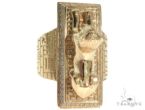 14K Gold TraxNYC Custom Made Great Sphinx of Giza Diamond Ring, photo 8 of 15