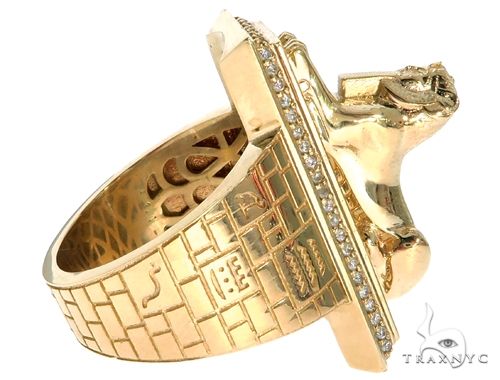 14K Gold TraxNYC Custom Made Great Sphinx of Giza Diamond Ring, photo 12 of 15