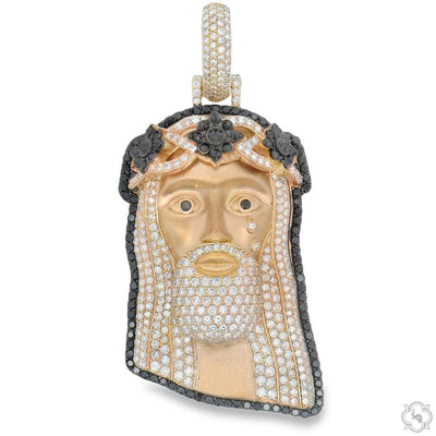 14K Gold TraxNYC Crowned Jesus Pendant -Medium