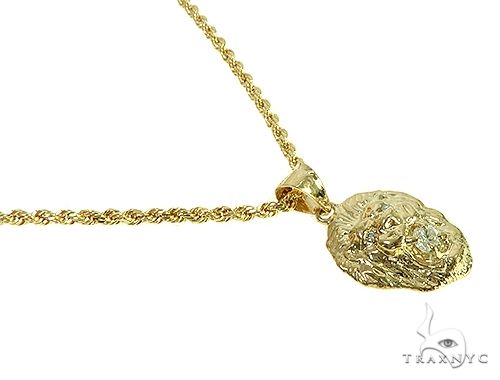 10K Gold TraxNYC Diamond Lion Pendant and Rope Chain Set, photo 2 of 8