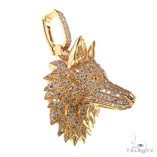 14K Gold TraxNYC Lab-Grown Diamond Wolf Pendant, photo 2 of 7