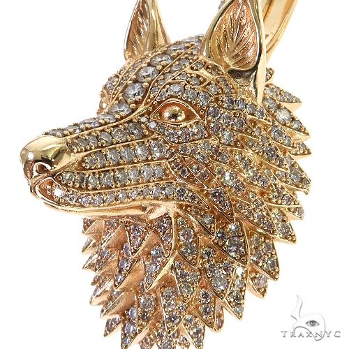 14K Gold TraxNYC Lab-Grown Diamond Wolf Pendant, photo 3 of 7