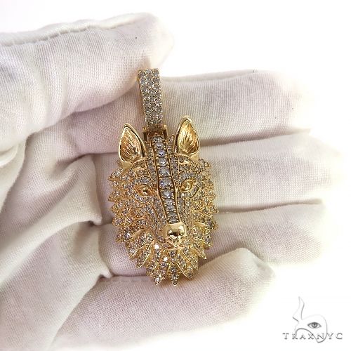 14K Gold TraxNYC Lab-Grown Diamond Wolf Pendant, photo 7 of 7