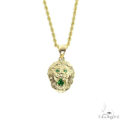 TraxNYC Emerald Lion Pendant and Rope Chain Set 66830