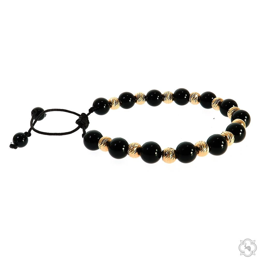 ゴールド ブラックビーズ ブレスレット TraxNYC 14K Gold Bead Adjustable Bracelet 70204 | TraxNYC
